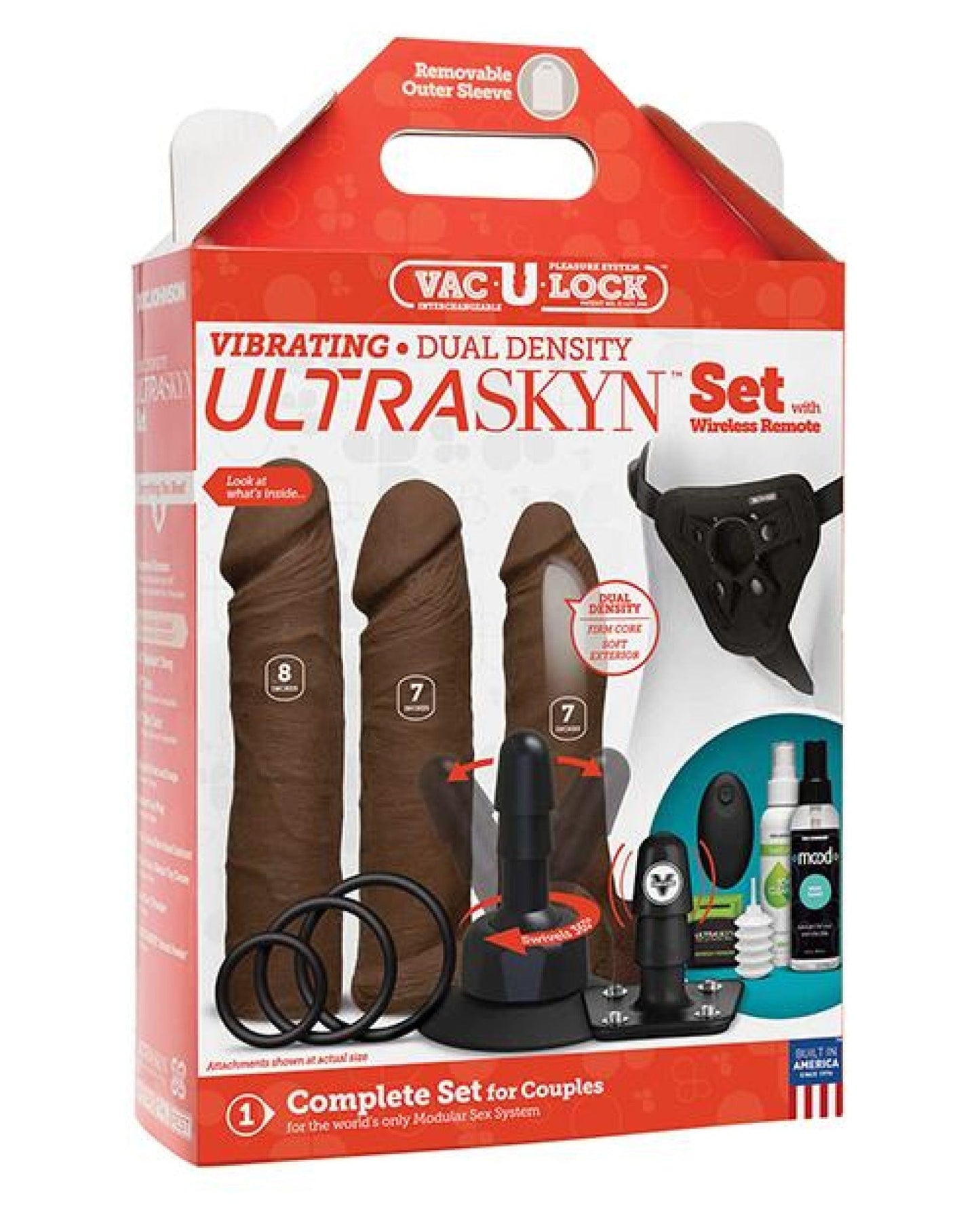 Doll Authority Dongs & Dildos Chocolate Vac-u-lock Vibrating Dual Density Ultraskyn Set W/wireless Remote