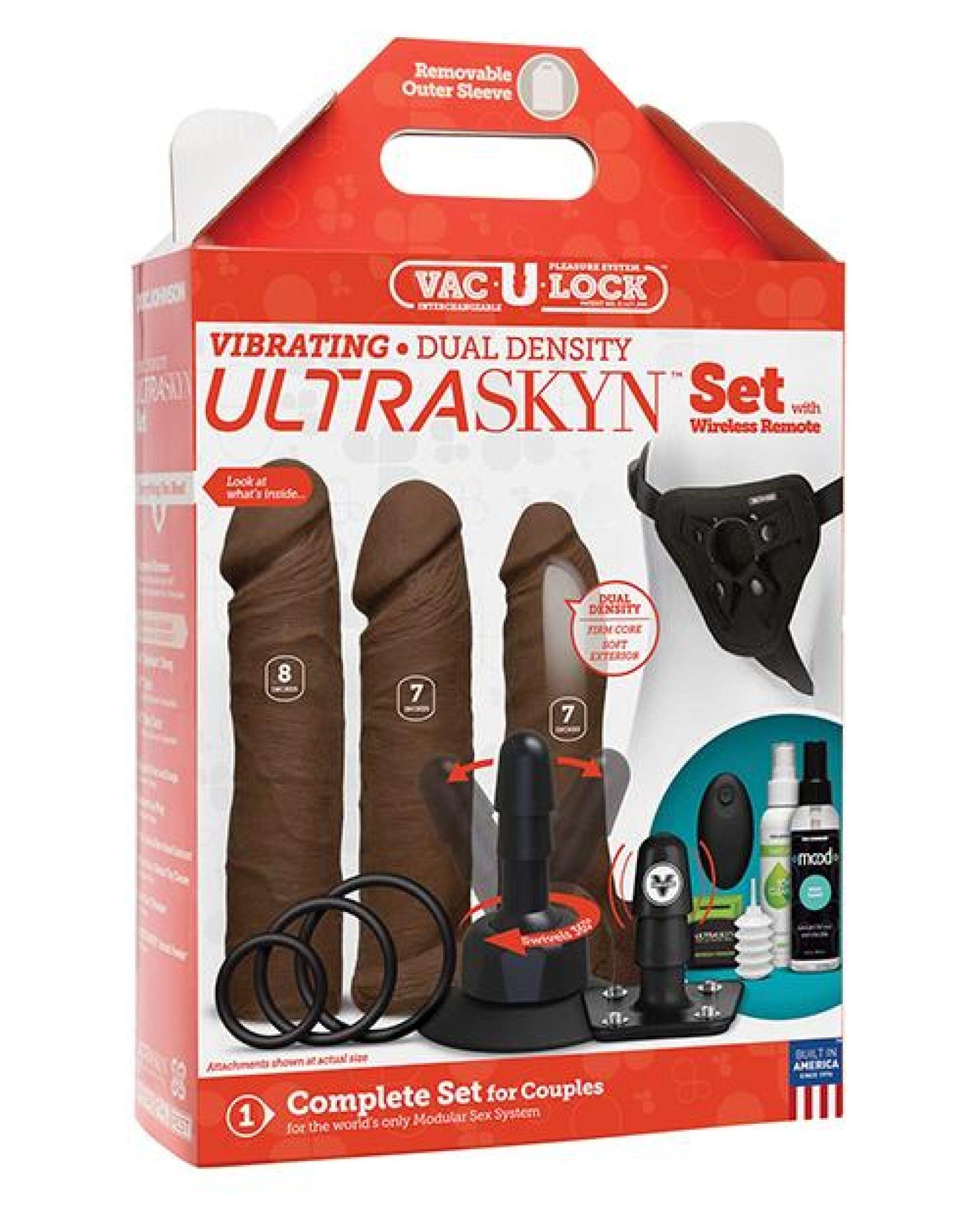 Doll Authority Dongs & Dildos Chocolate Vac-u-lock Vibrating Dual Density Ultraskyn Set W/wireless Remote