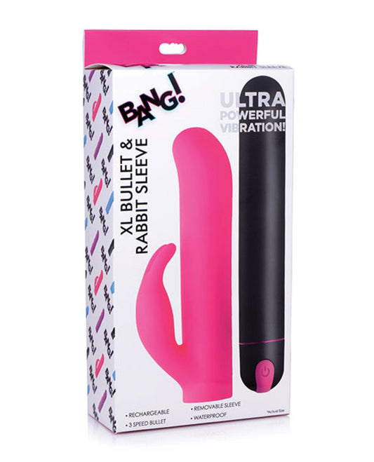 Doll Authority Vibrators Bang! Xl Bullet & Rabbit Silicone Sleeve - Pink