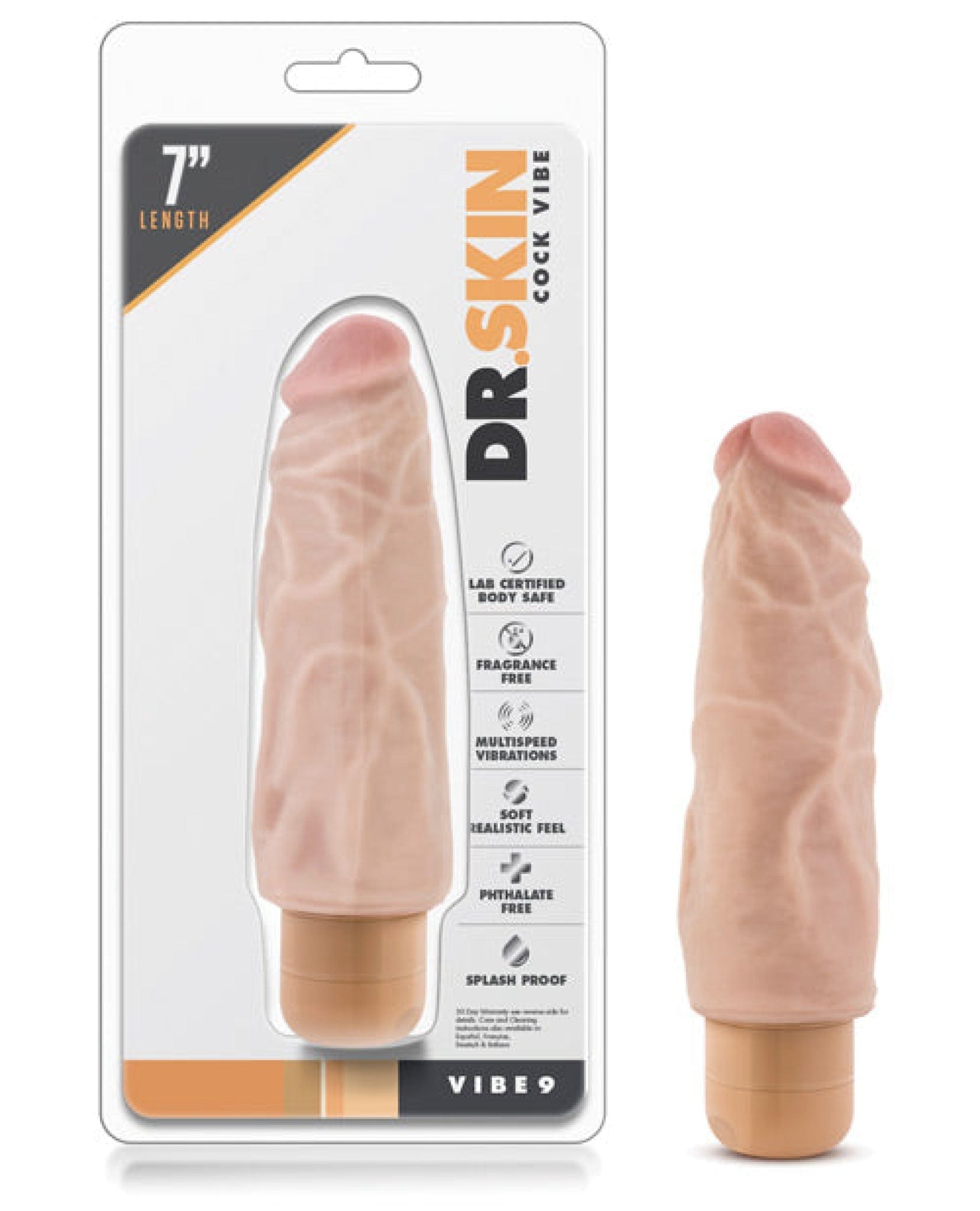 Doll Authority Vibrators Blush Dr. Skin Vibe 7" Dong #9 - Beige