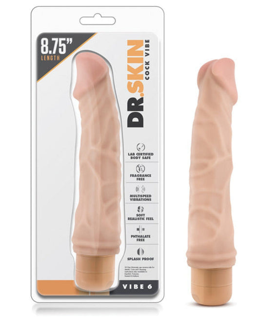 Doll Authority Vibrators Blush Dr. Skin Vibe 9" Dong #6 - Beige