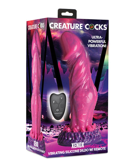 Doll Authority Vibrators Creature Cocks Xenox Vibrating Silicone Dildo w/Remote - Pink/Purple
