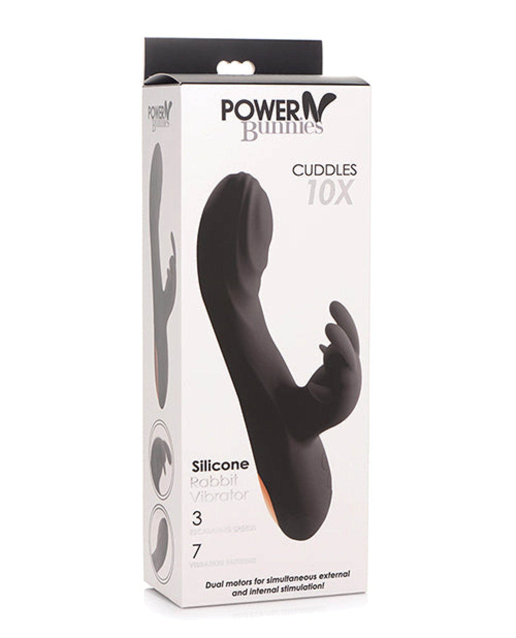 Doll Authority Vibrators Curve Novelties Power Bunnies Cuddles 10x Silicone Rabbit Vibrator - Black