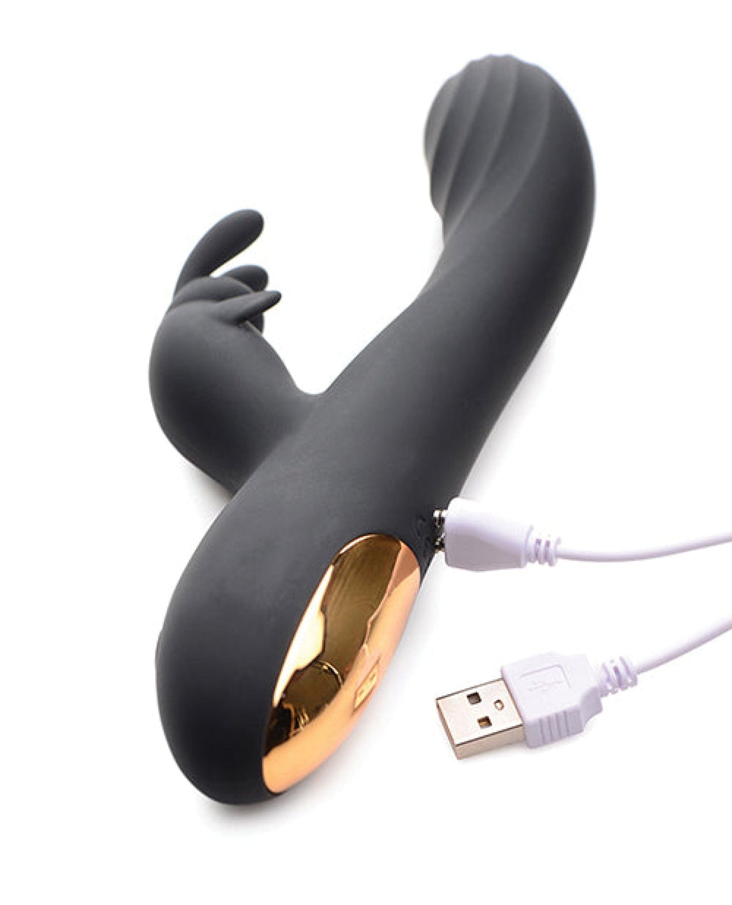 Doll Authority Vibrators Curve Novelties Power Bunnies Cuddles 10x Silicone Rabbit Vibrator - Black