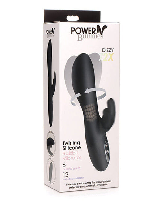 Doll Authority Vibrators Curve Novelties Power Bunnies Dizzy Rotating Vibrator W-rotating Beads - Black