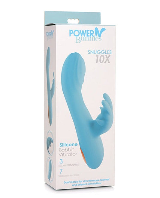 Doll Authority Vibrators Curve Novelties Power Bunnies Snuggles 10x Silicone Rabbit Vibrator - Blue