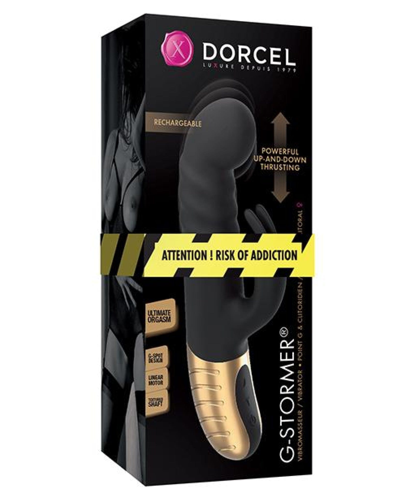 Doll Authority Vibrators Dorcel G-stormer Thrusting G Spot Rabbit - Black-gold