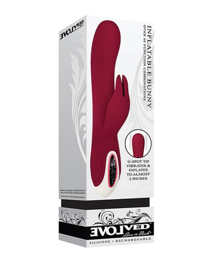 Doll Authority Vibrators Evolved Inflatable Bunny Dual Stim Rechargeable - Burgundy