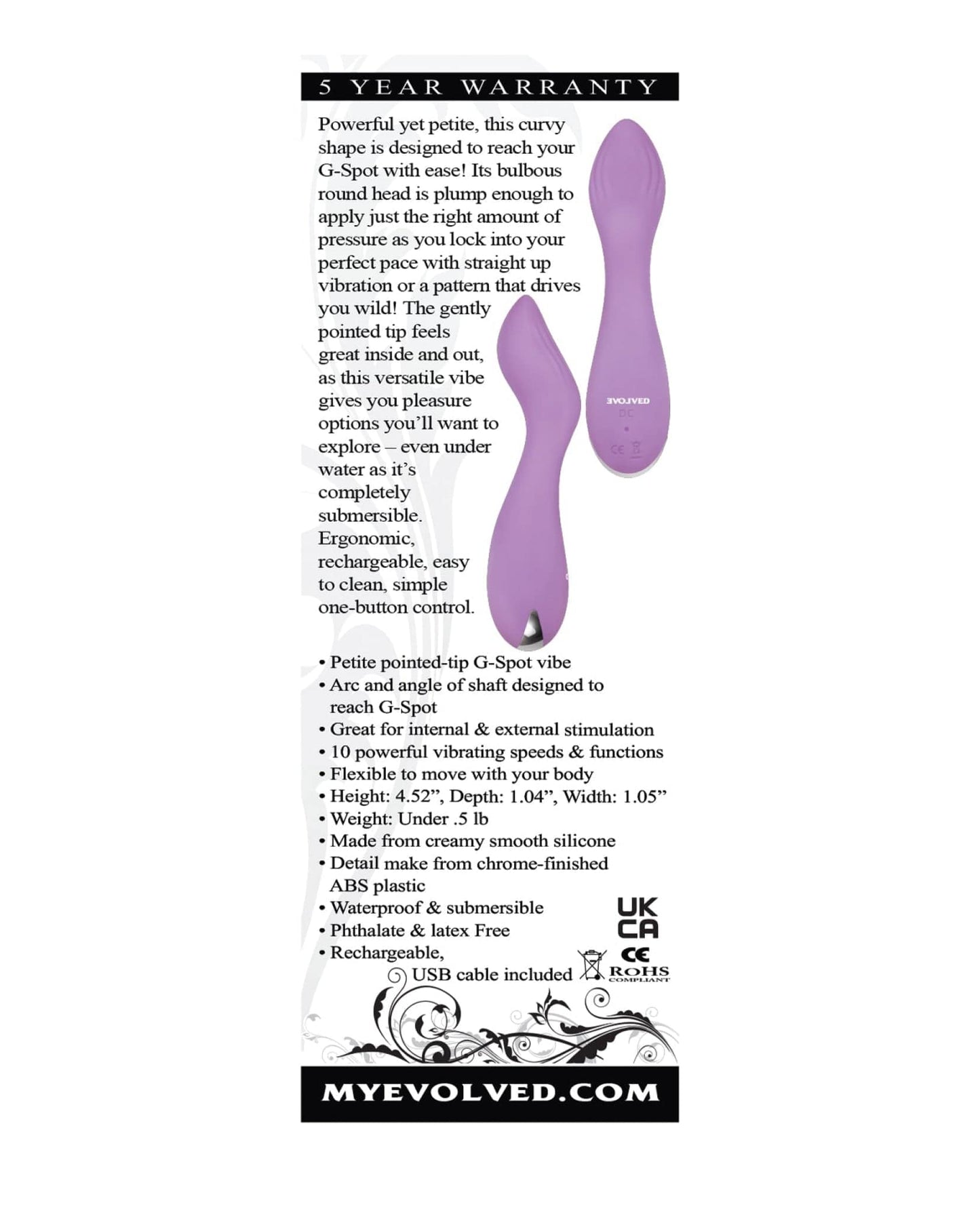 Doll Authority Vibrators Evolved Lilac G Petite G Spot Vibe - Purple