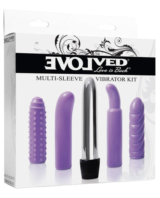 Doll Authority Vibrators Evolved Multi Sleeve Vibrator Kit W-4 Textured Sleeves & Vibe - Purple
