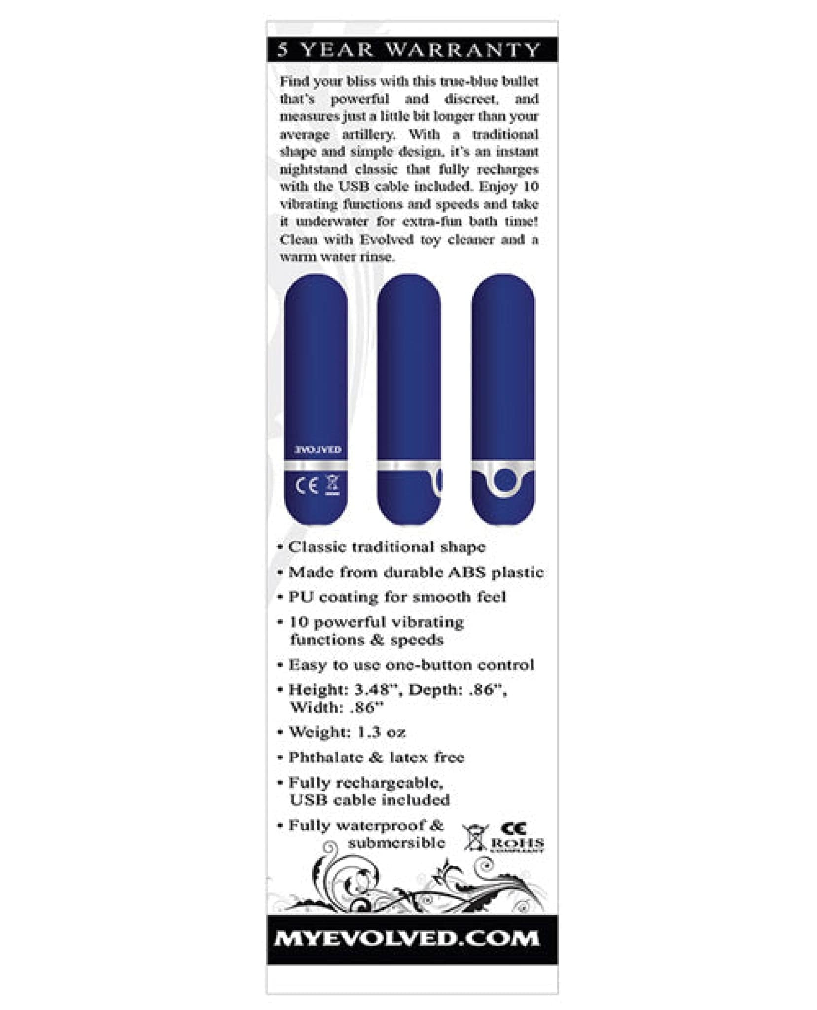 Doll Authority Vibrators Evolved My Blue Heaven Rechargeable Bullet - Blue