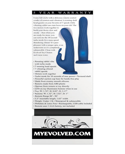 Doll Authority Vibrators Evolved Remote Rotating Rabbit - Blue