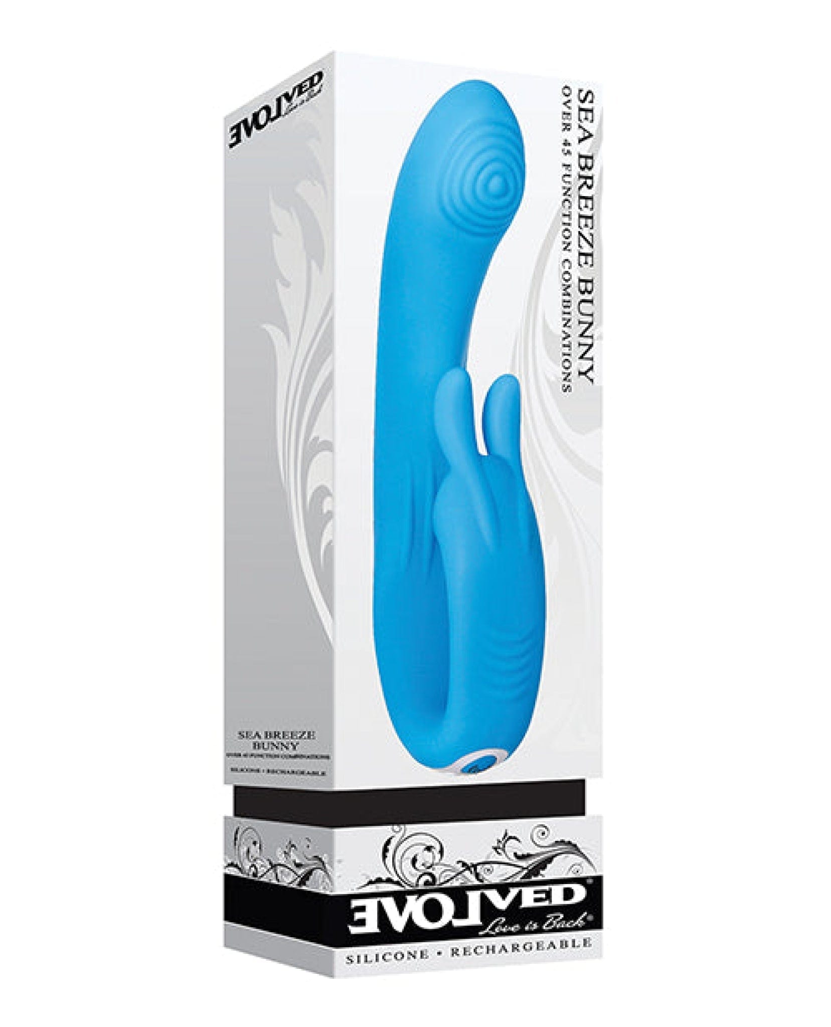 Doll Authority Vibrators Evolved Sea Breeze Bunny Rechargeable Dual Stim - Blue