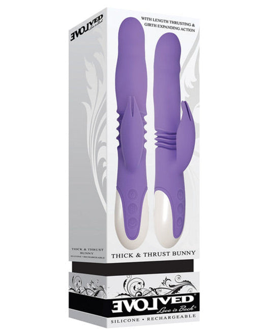 Doll Authority Vibrators Evolved Thick & Thrust Bunny Dual Stim Rechargeable - Purple