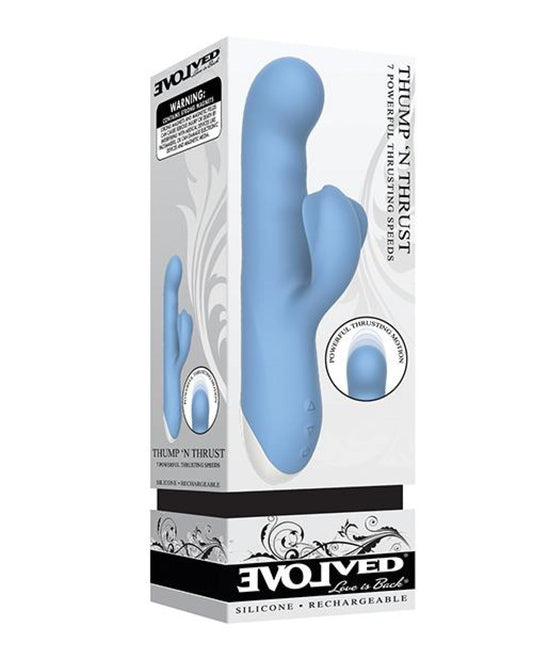 Doll Authority Vibrators Evolved Thump N Thrust Rechargeable Dual Stim - Blue