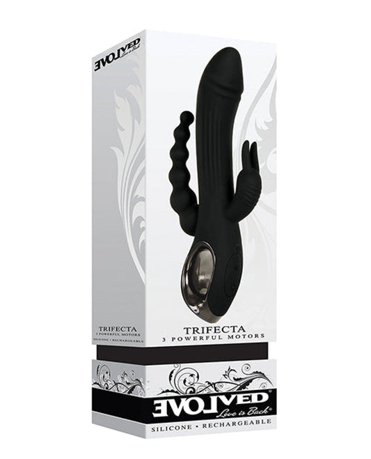 Doll Authority Vibrators Evolved Trifecta Triple Stim Rechargeable - Black