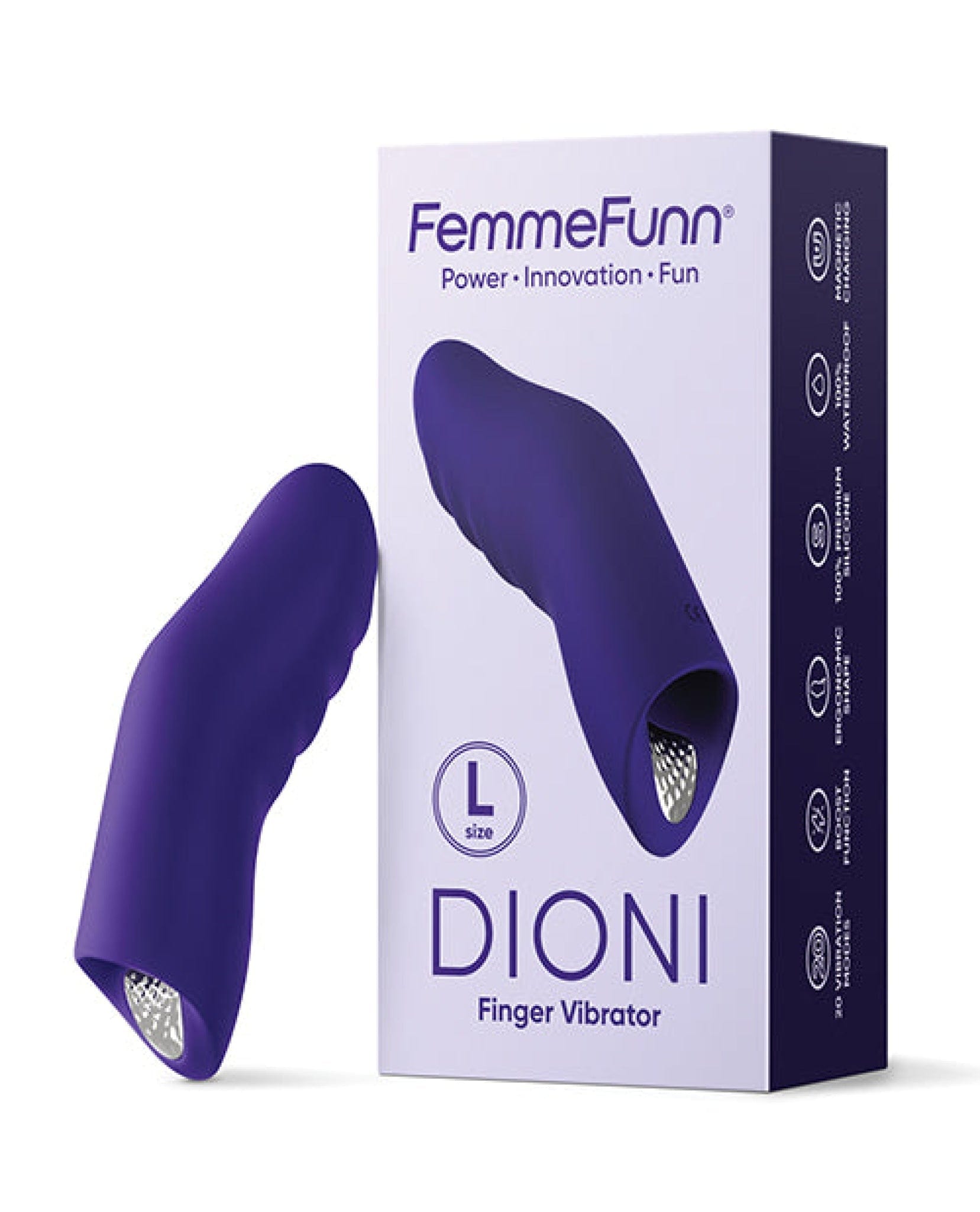 Doll Authority Vibrators Large Dark Purple Femme Funn Dioni Wearable Finger Vibe - Dark Purple