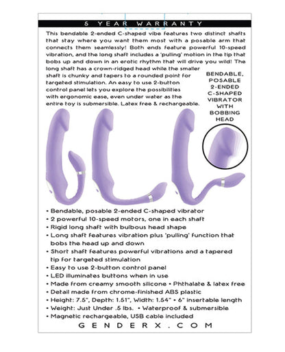 Doll Authority Vibrators Gender X Orgasmic Orchid Posable Vibrator - Purple