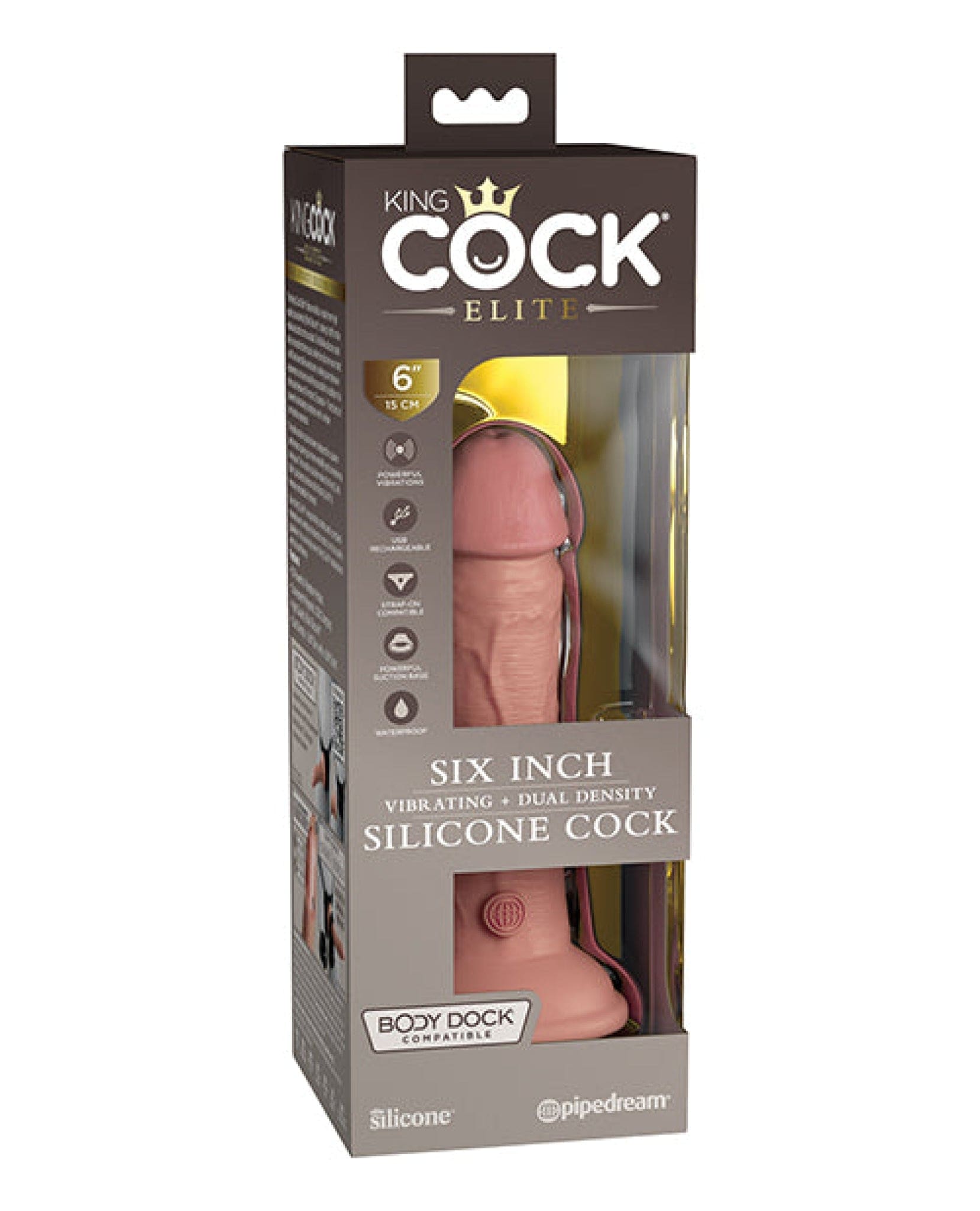 Doll Authority Vibrators Light King Cock Elite 6" Dual Density Vibrating Silicone Cock