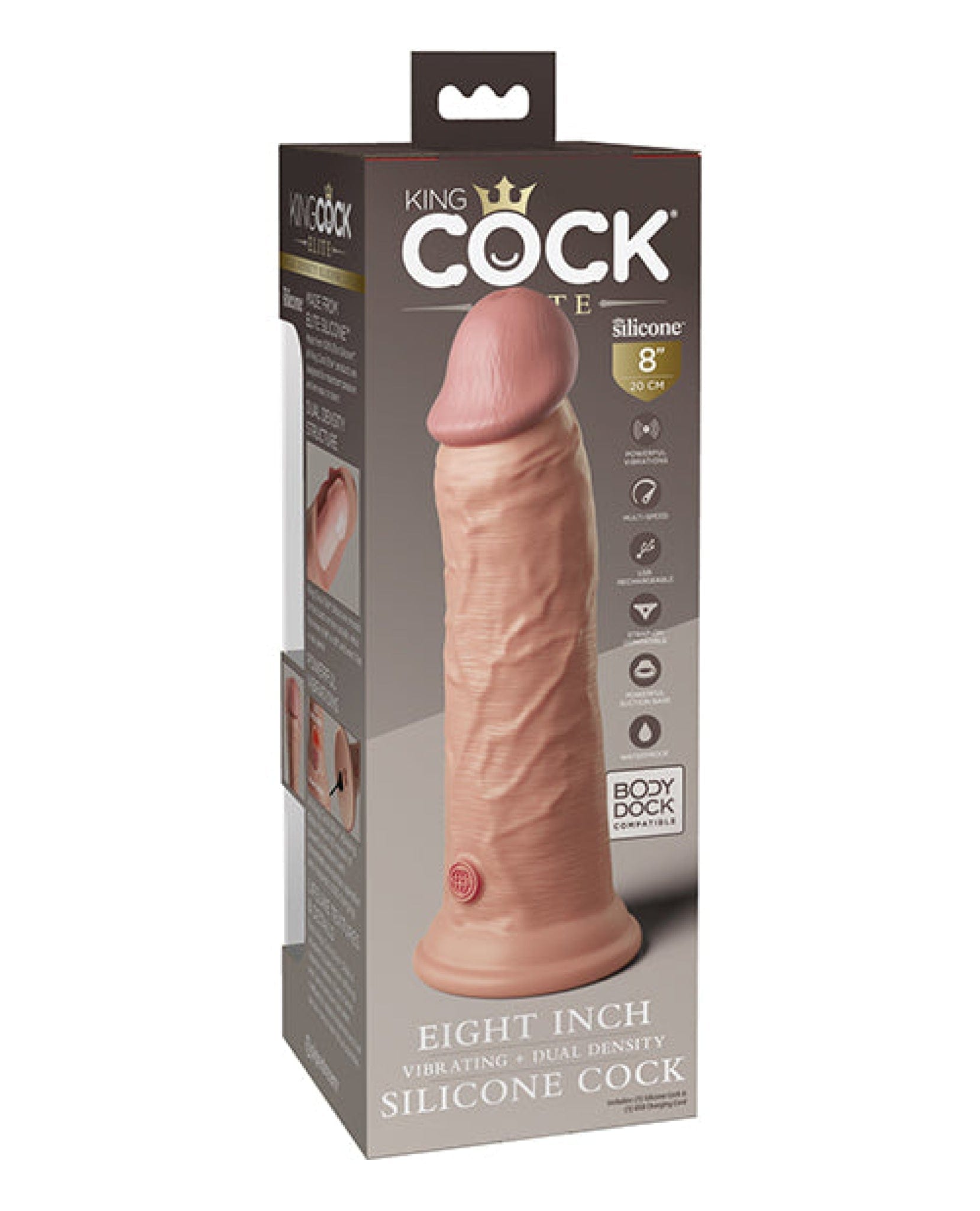 Doll Authority Vibrators King Cock Elite 8" Dual Density Vibrating Silicone Cock