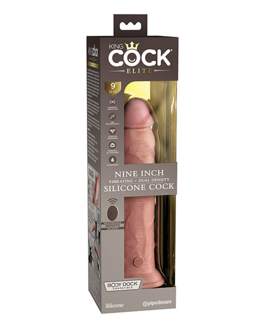 Doll Authority Vibrators Light King Cock Elite 9" Dual Density Vibrating Silicone Cock W/remote