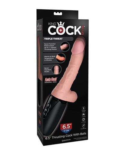 Doll Authority Vibrators King Cock Plus Thrusting, Warming & Vibrating  6.5" Triple Threat Dong