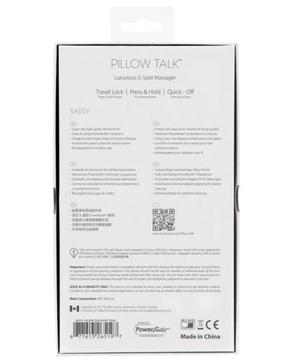 Doll Authority Vibrators Pillow Talk Sassy G Spot Vibrator