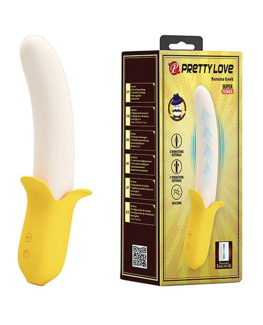 Doll Authority Vibrators Pretty Love Banana Geek Thrusting Vibrator - Yellow