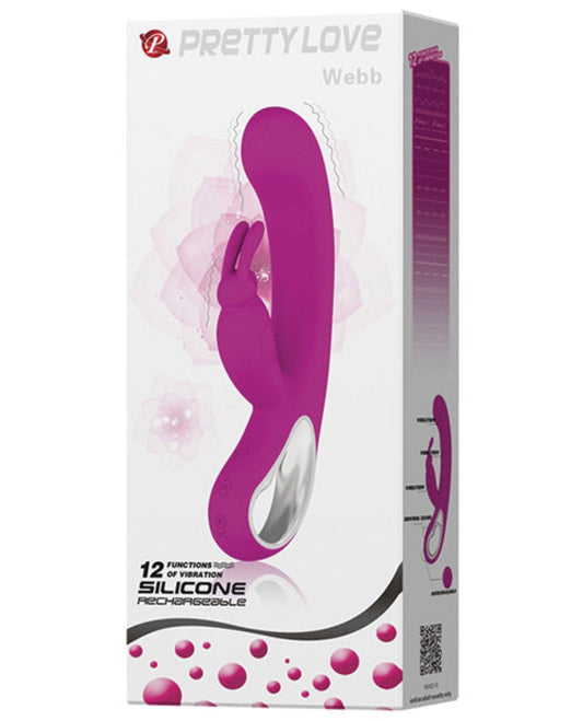 Doll Authority Vibrators Pretty Love Webb Bunny Ears Rabbit W-handle 12 Function - Fuchsia