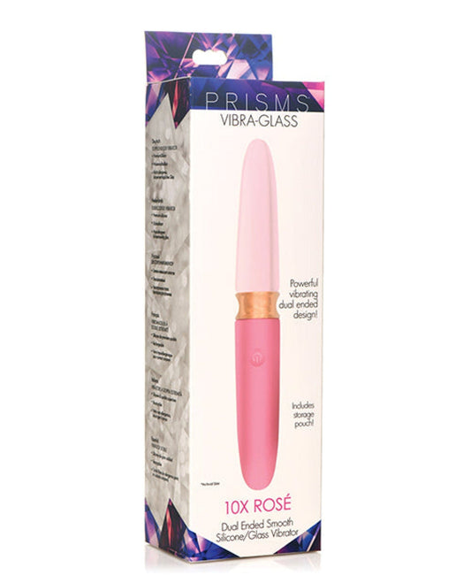 Doll Authority Vibrators Prisms Vibra-glass 10x Dual Ended Smooth Silicone-glass Vibrator - Rose