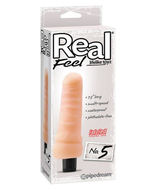 Doll Authority Vibrators Real Feel No. 5 Long 7.5" Vibe Waterproof - Mutli-speed Flesh