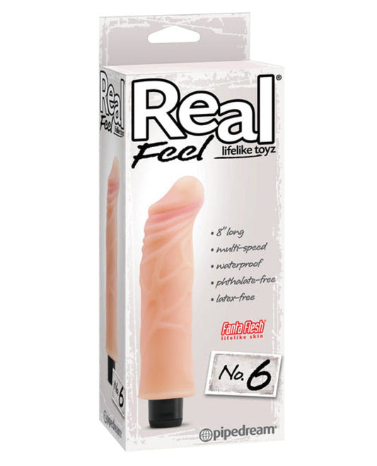 Doll Authority Vibrators Real Feel No. 6  Long 8" Vibe Waterproof - Mutli-speed Flesh