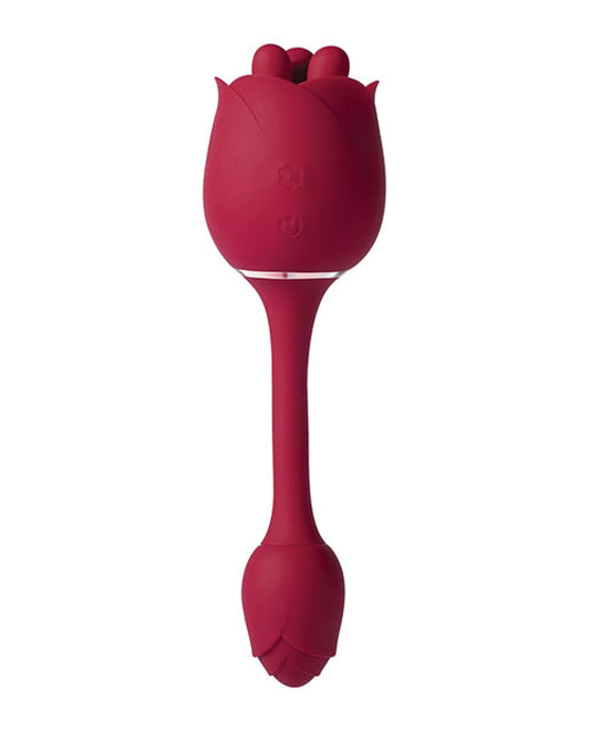 Doll Authority Vibrators Roseann Double Ended Rose Toy Vibrator - Red