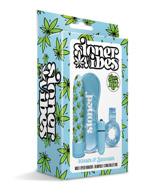Doll Authority Vibrators Stoner Vibes Kush & Smush Stash Kit - Blue