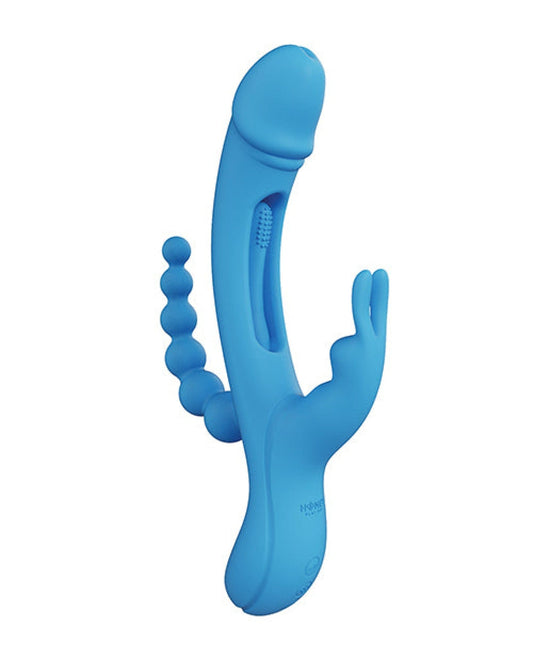 Doll Authority Vibrators Blue Trilux Kinky Finger Rabbit Vibrator With Anal Beads