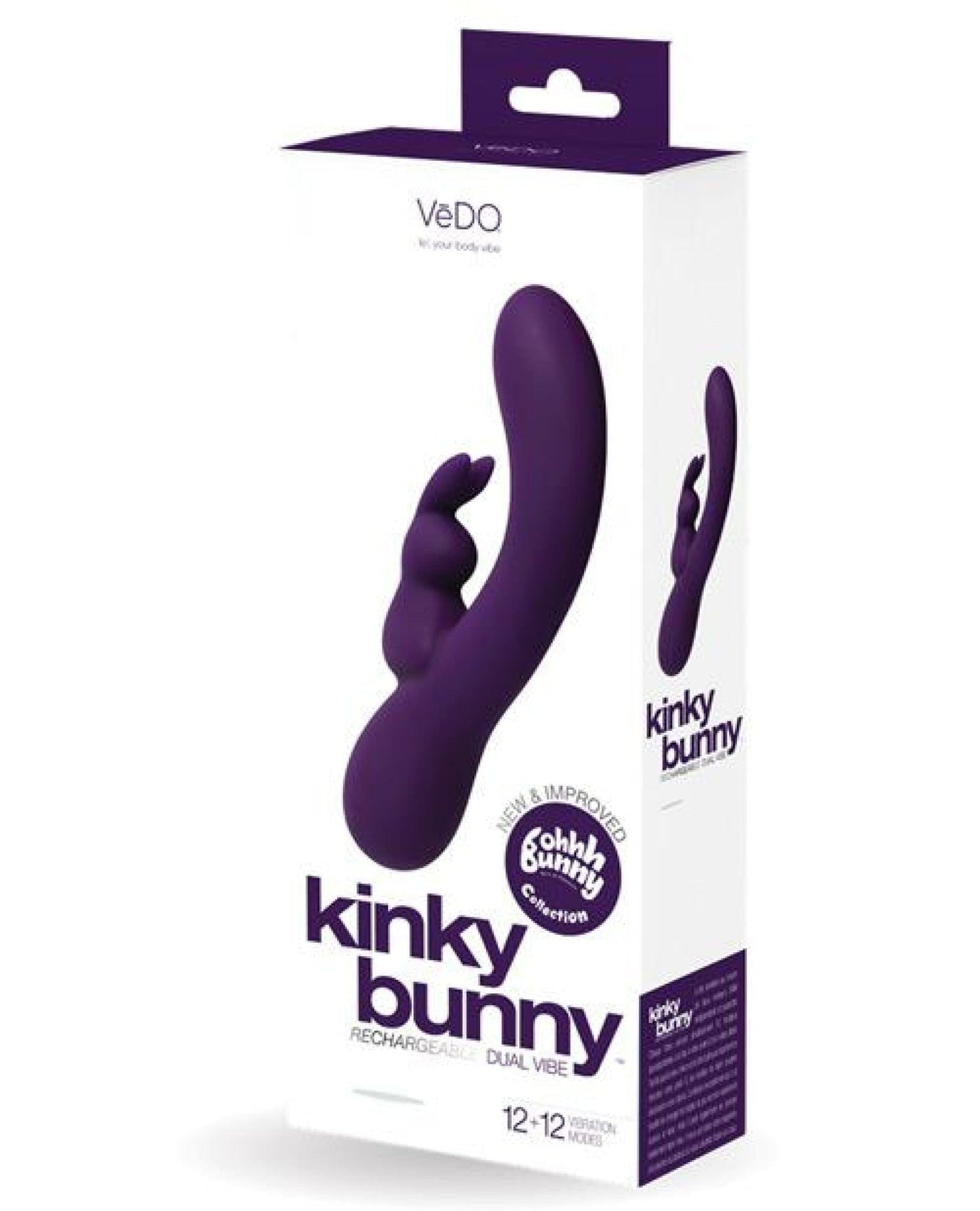 Doll Authority Vibrators Deep Purple Vedo Kinky Bunny Plus Rechargeable Dual Vibe