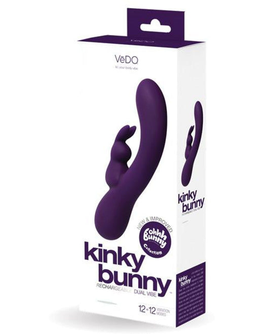 Doll Authority Vibrators Deep Purple Vedo Kinky Bunny Plus Rechargeable Dual Vibe