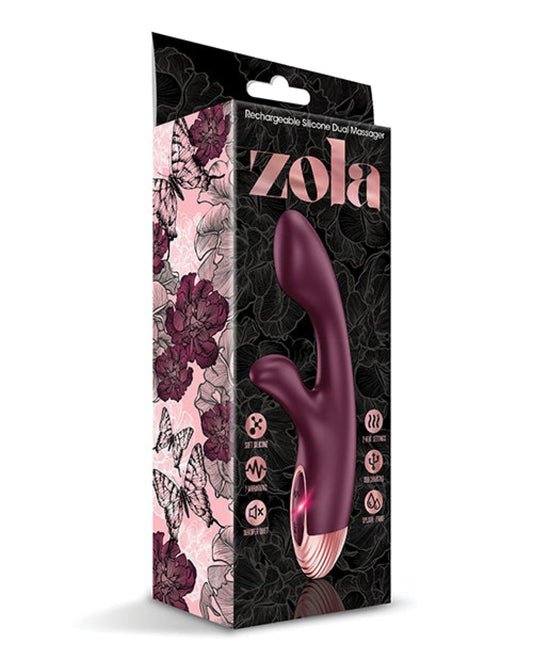 Doll Authority Vibrators Zola Rechargeable Silicone Dual Massager - Burgundy-rose Gold