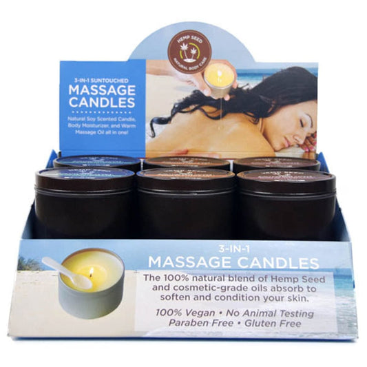 Earthly Body Lubes 3-In-1 Massage Candle Pre-Pack Display