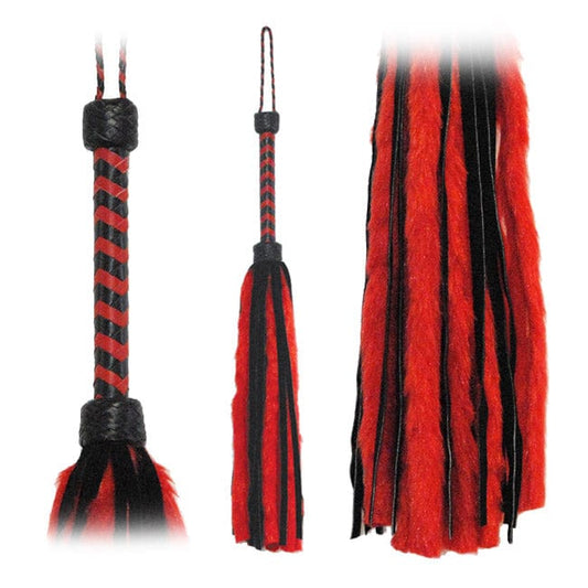 Fetissimo Other Flogger Red Fur Black Suede Tails 26in