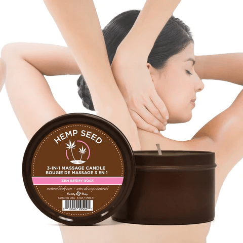 HEMP SEED Lubes 3-in-1 Massage Candle Zen Berry Rose 6 oz / 170 g