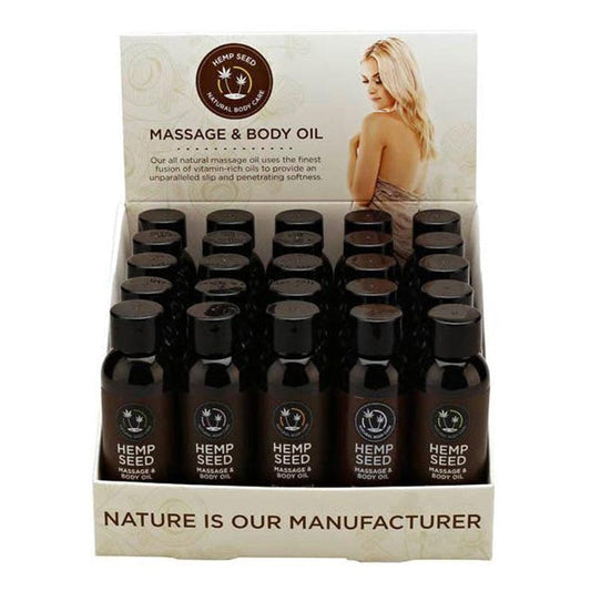 HEMP SEED Lubes Massage Body Oil Dreamsicle, Lavender, Skinny Dip, Naked/Woods & Guavalava 2 fl oz / 60 ml 25pc Display