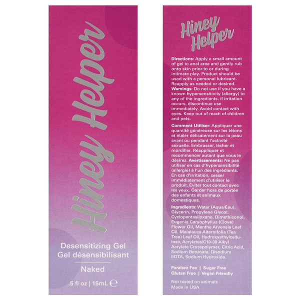 Jelique Lubes HINEY HELPER Desensitizing Gel Naked .5oz | 15mL