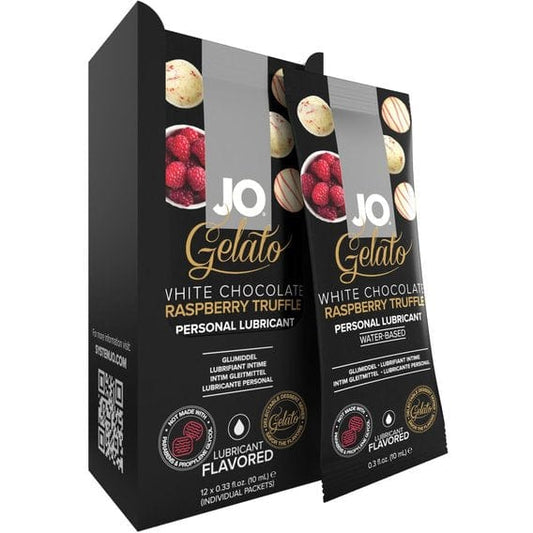 JO Lubricants Lubes JO Gelato White Chocolate Raspberry Foil Display Box 12 x 10mL