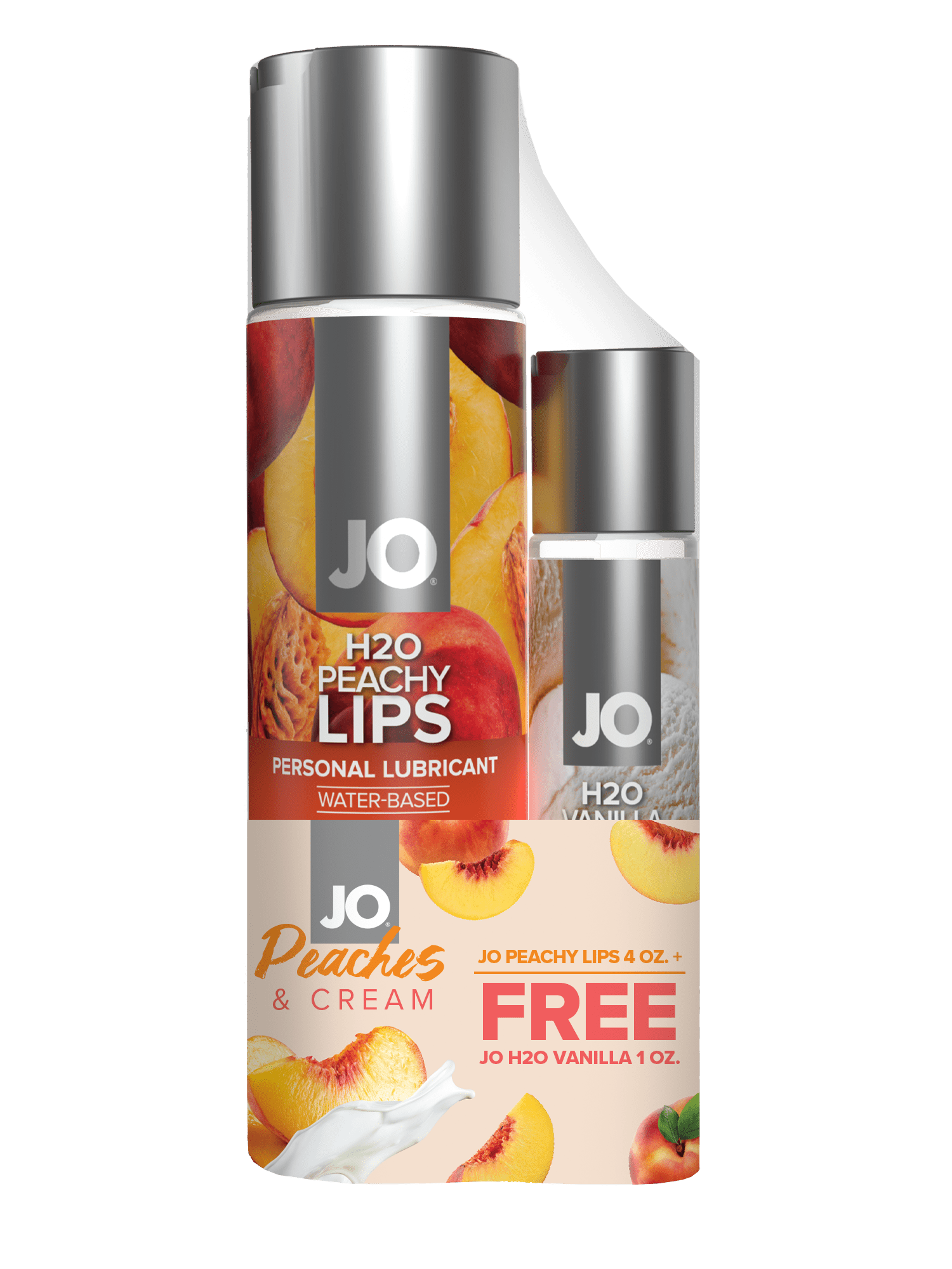 JO Lubricants Lubes JO Peaches & Cream - JO Peachy Lips 4 fl.oz. + GWP JO H2O Vanilla 1 fl.oz