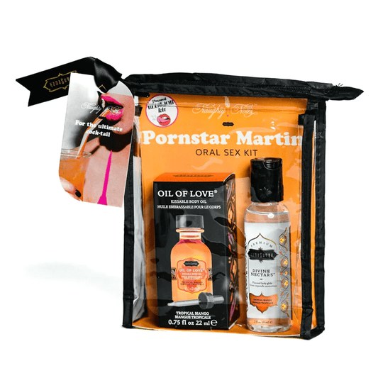 Kama Sutra Lubes ORAL SEX COCKTAIL KIT - Porn Star Martini (Tropical Mango) 2oz Divine Nectar / .75oz Oil of Love