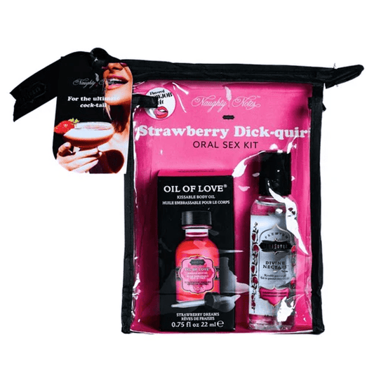 Kama Sutra Lubes ORAL SEX COCKTAIL KIT - Strawberry Dick-quiri (Strawberry Dreams) 2oz Divine Nectar / .75oz Oil of L