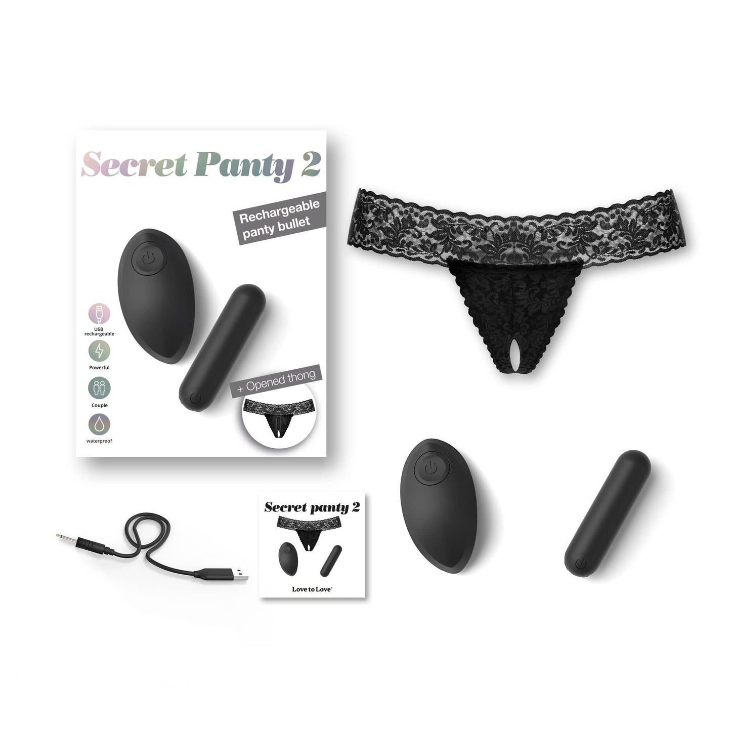 LOVE TO LOVE Vibrators SECRET PANTY 2 - BLACK ONYX
