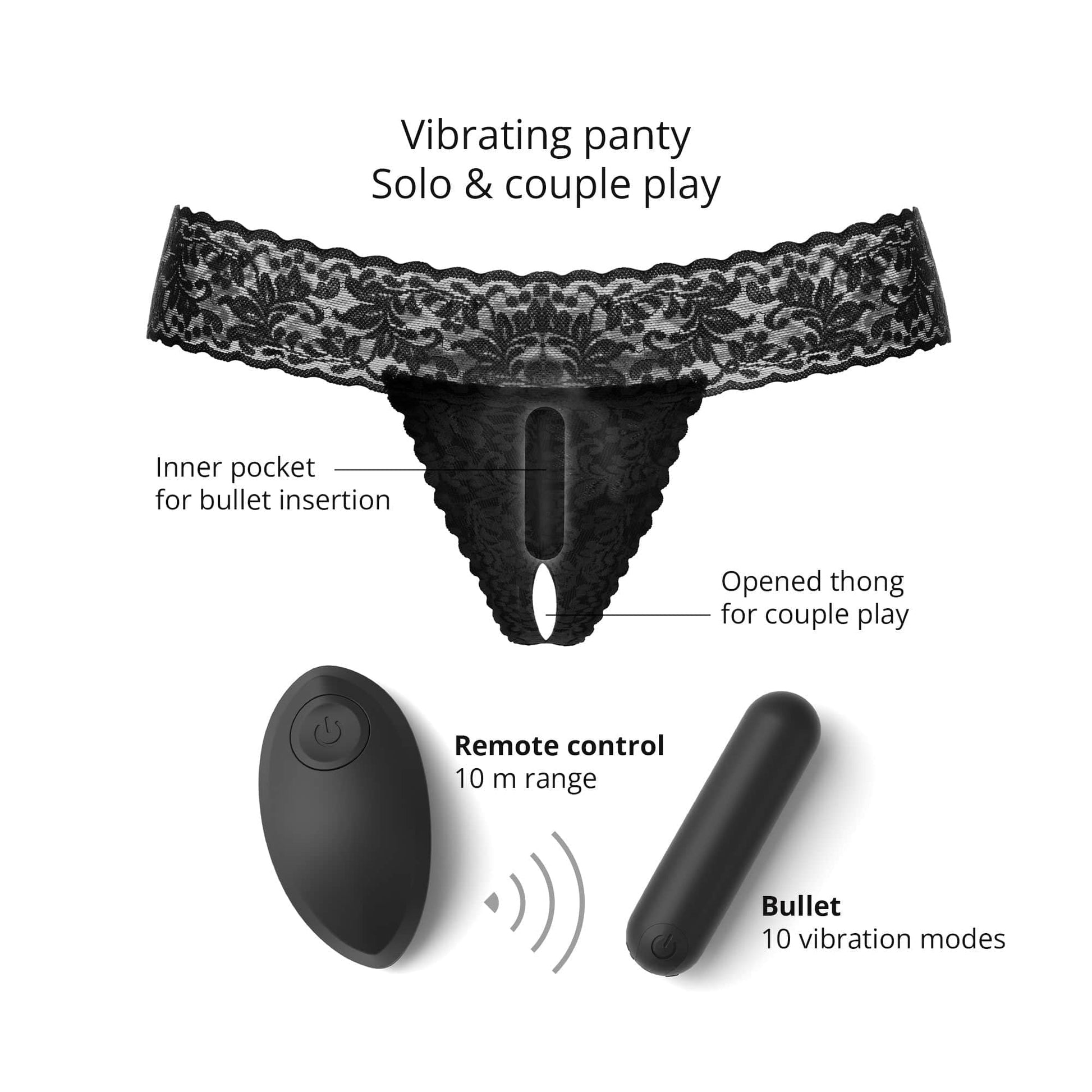 LOVE TO LOVE Vibrators SECRET PANTY 2 - BLACK ONYX