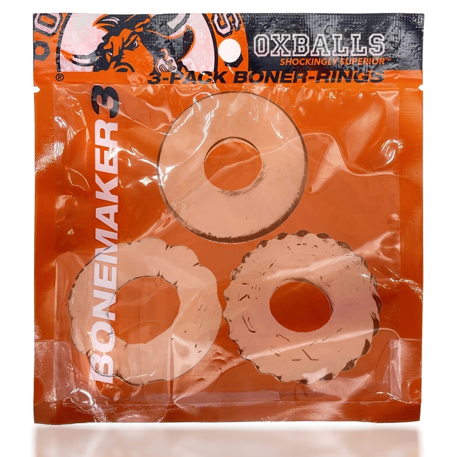 OXBALLS For Him BONEMAKER 3-pack boner cockring kit - CLEAR